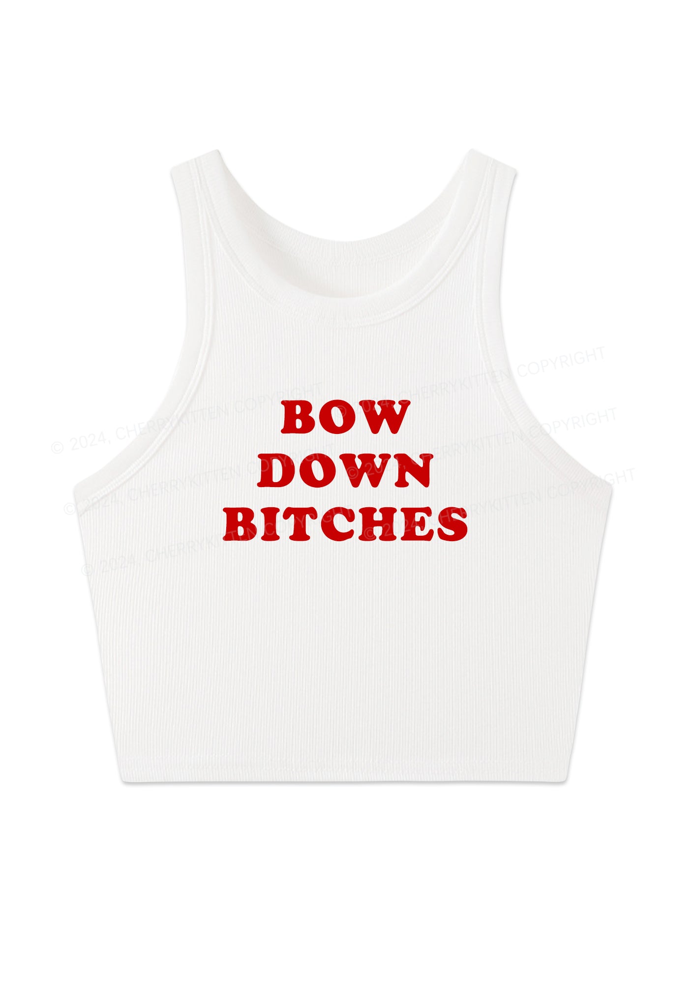 Bow Down Bxxches Y2K Crop Tank Top Cherrykitten