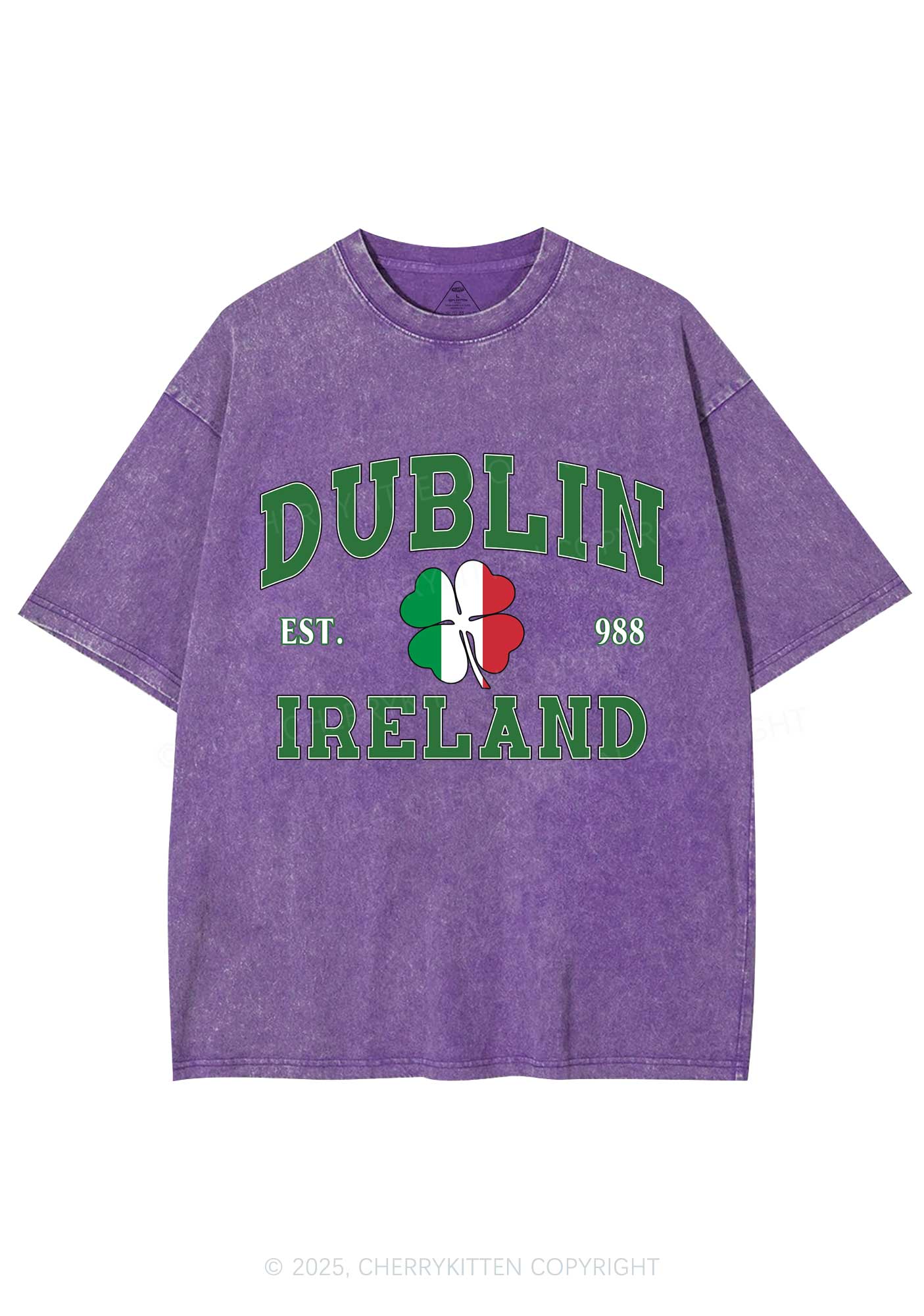 Dublin Ireland St Patricks Y2K Washed Tee Cherrykitten