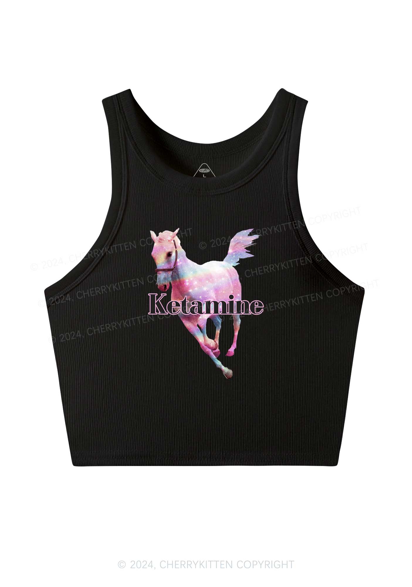 Pink Horse Y2K Crop Tank Top Cherrykitten