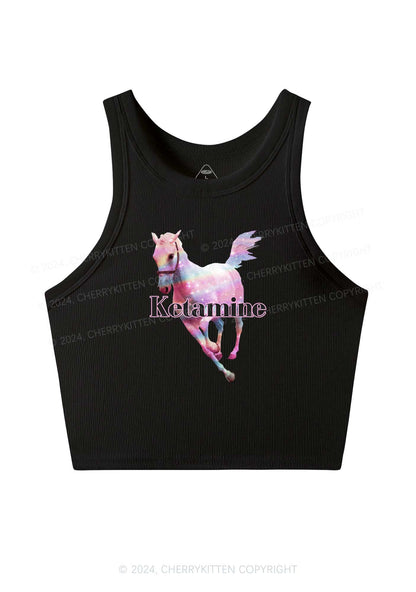 Pink Horse Y2K Crop Tank Top Cherrykitten