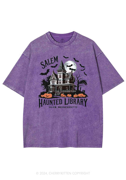 Halloween Haunted Library Y2K Washed Tee Cherrykitten