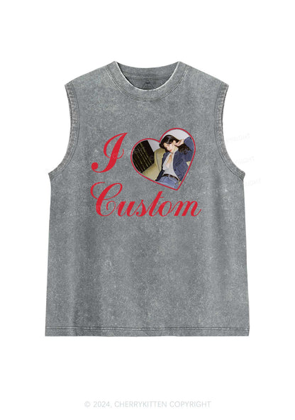 I Love Custom Name Y2K Valentine's Day Washed Tank Cherrykitten