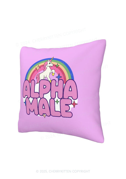 Rainbow Unicorn Alpha Male Y2K Throw Pillow Cover Cherrykitten