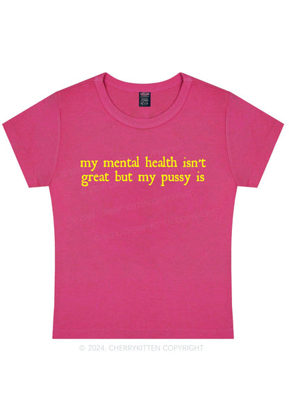 Great Mental Health Y2K Baby Tee Cherrykitten