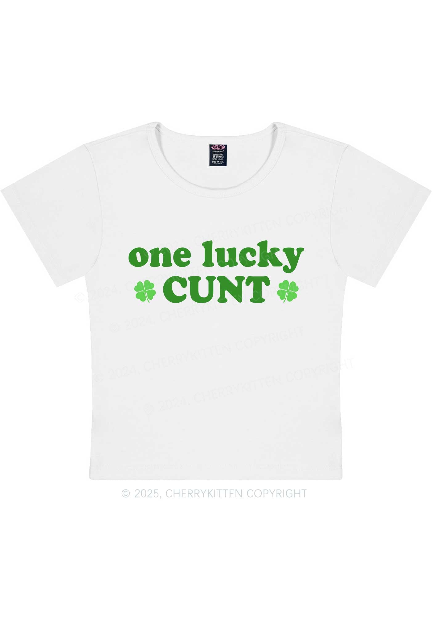 One Lucky Cxxt St Patricks Y2K Baby Tee Cherrykitten