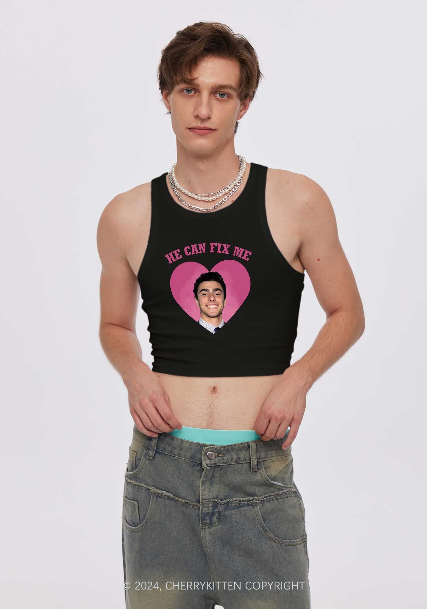 Fix Me Luigi Y2K Crop Tank Top Cherrykitten