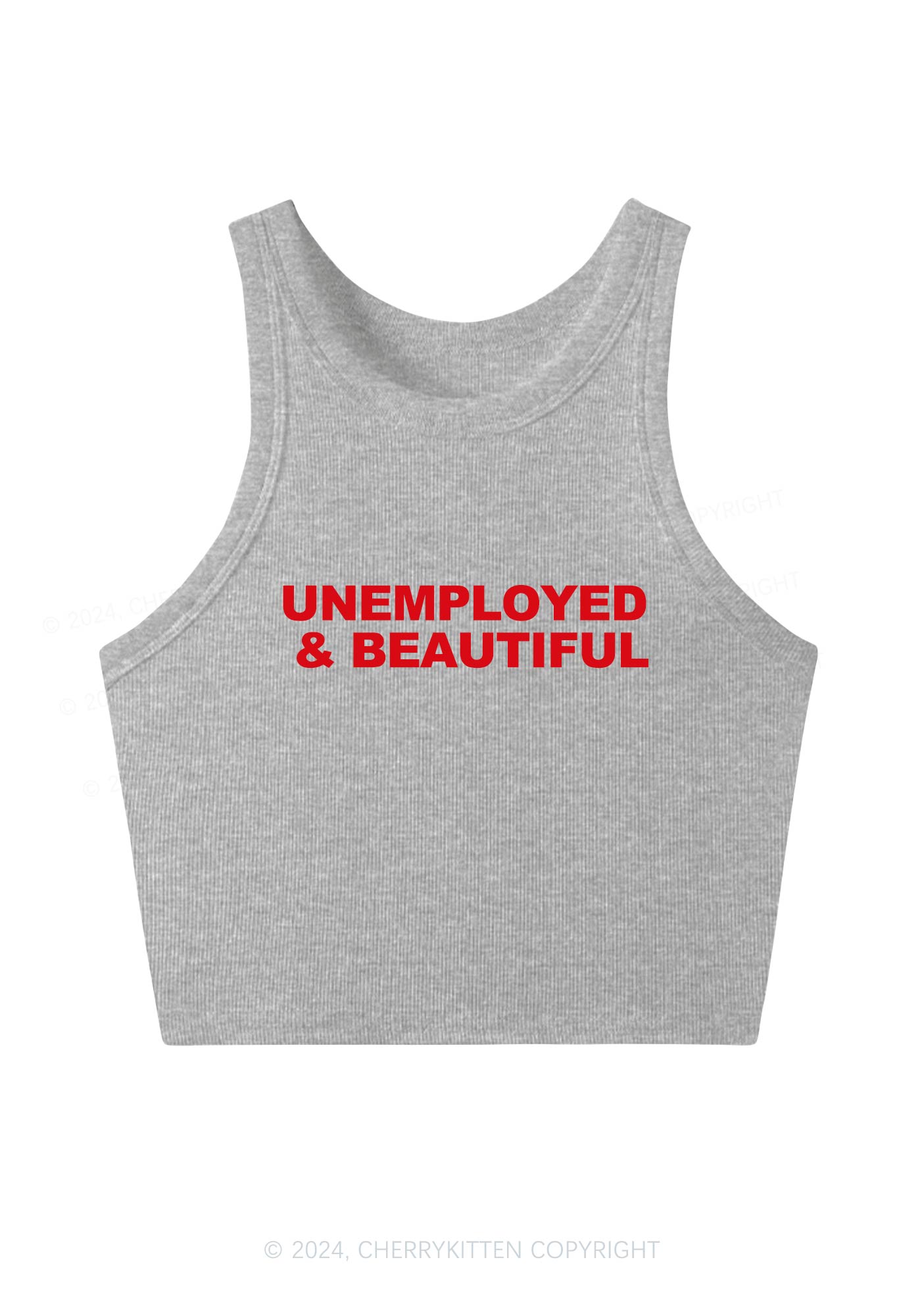 Unemployed And Beautiful Y2K Crop Tank Top Cherrykitten