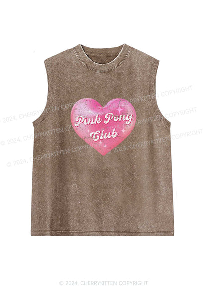 Pink Heart Pony Club Y2K Washed Tank Cherrykitten