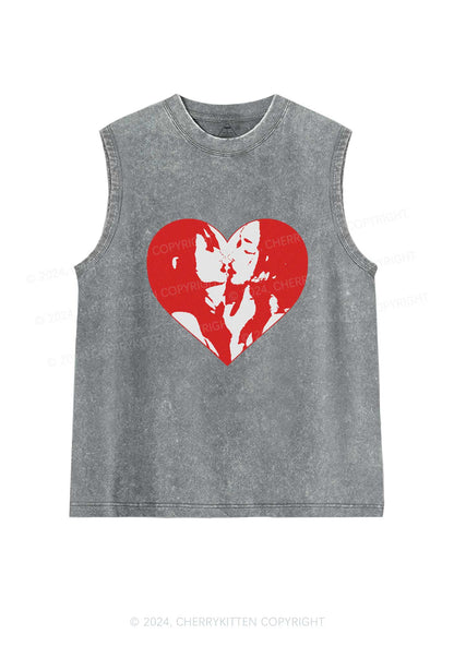 Kiss Girl Y2K Valentine's Day Washed Tank Cherrykitten