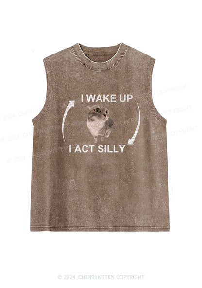 Wake Up Act Silly Y2K Washed Tank Cherrykitten