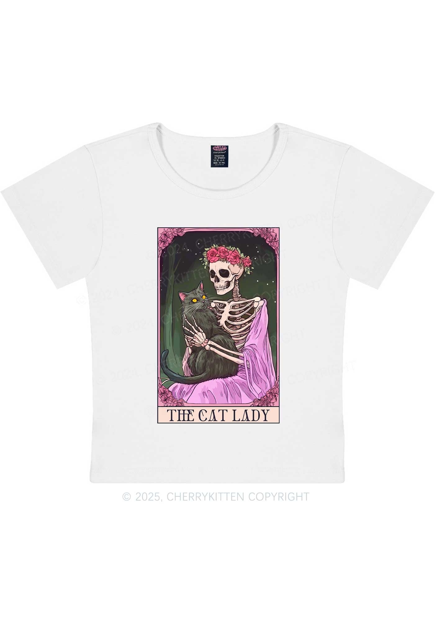 Skeleton Lady Y2K Baby Tee Cherrykitten