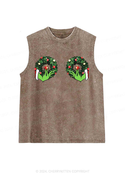 Christmas Wreath Y2K Washed Tank Cherrykitten