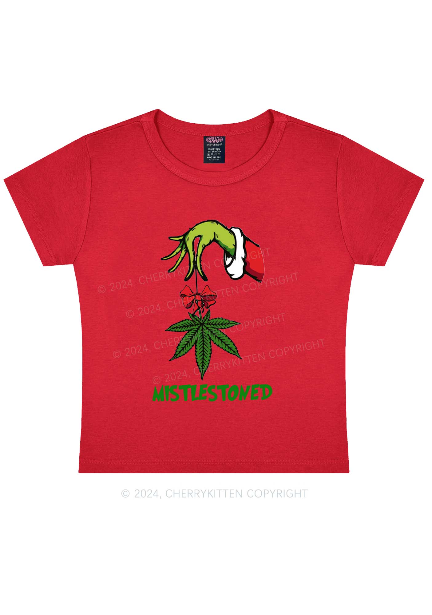 Christmas Mistlestoned Y2K Baby Tee Cherrykitten