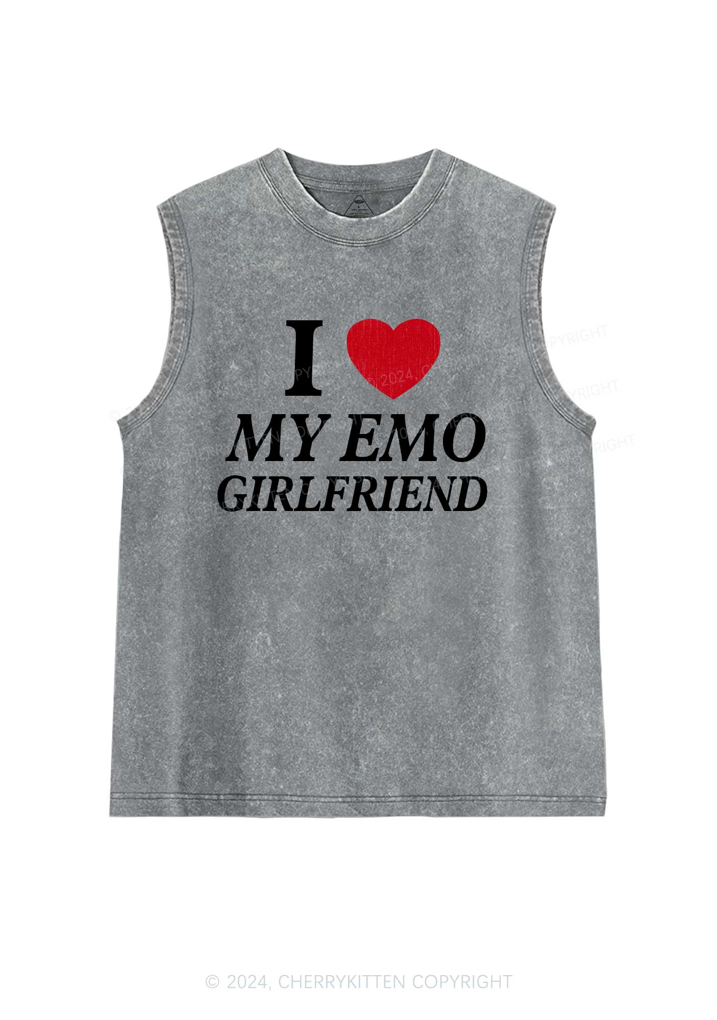 I Love My Emo GF Y2K Valentine's Day Washed Tank Cherrykitten