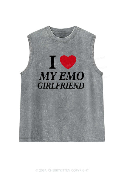 I Love My Emo GF Y2K Valentine's Day Washed Tank Cherrykitten