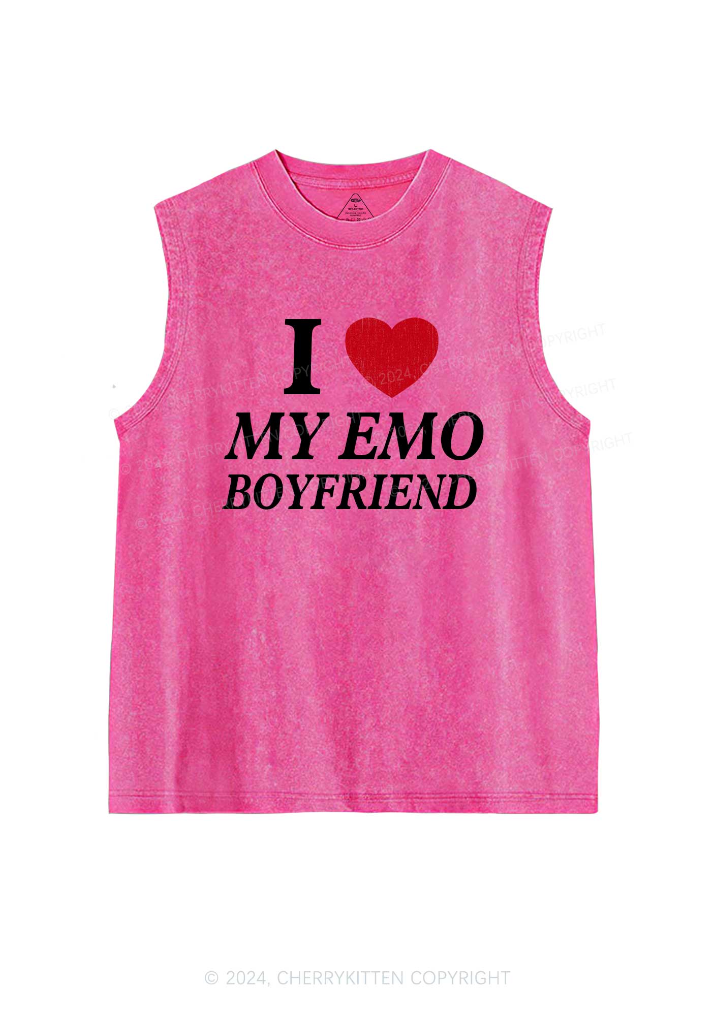 I Love My Emo BF Y2K Valentine's Day Washed Tank Cherrykitten