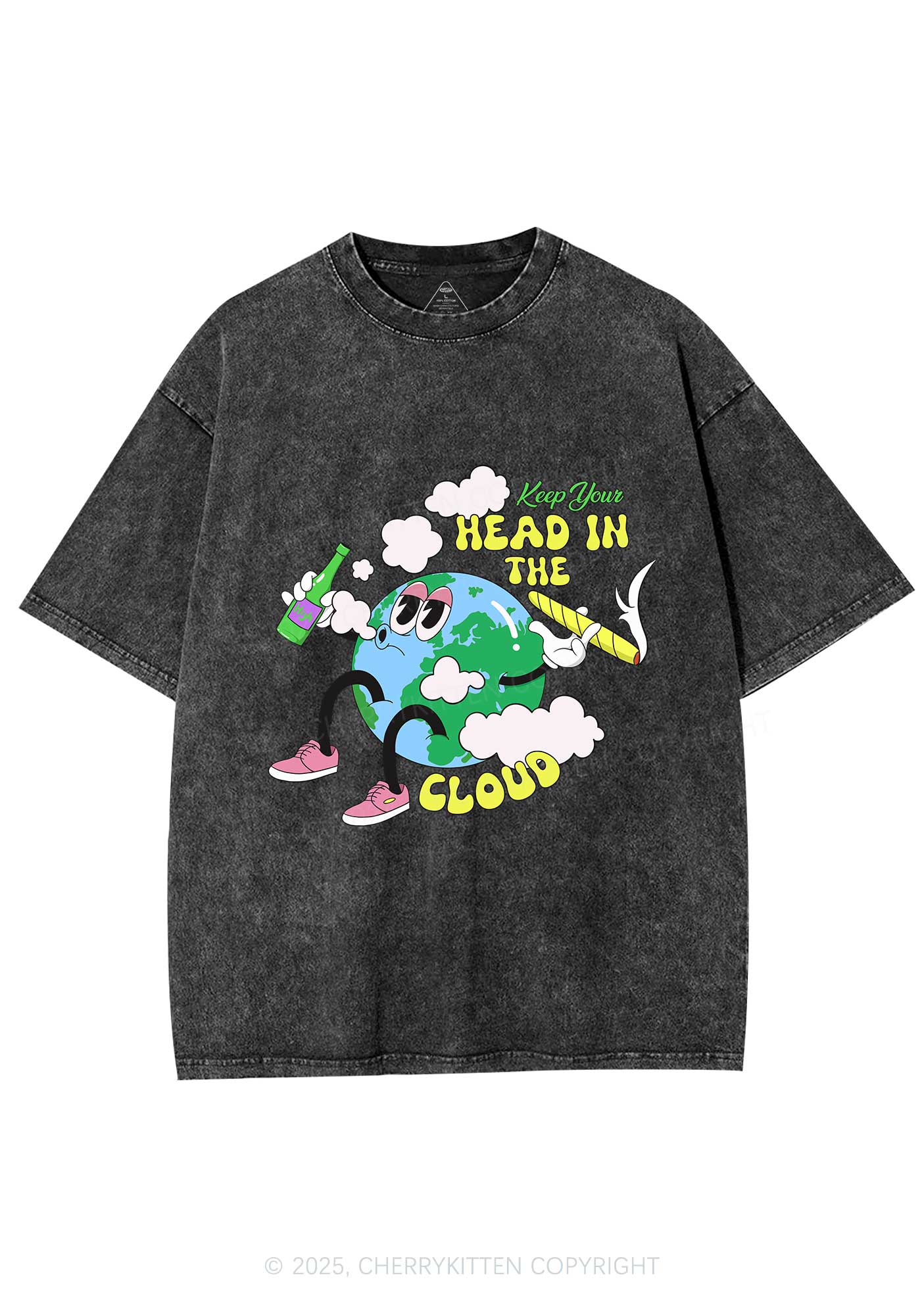 Keep Your Head In Cloud Y2K Washed Tee Cherrykitten