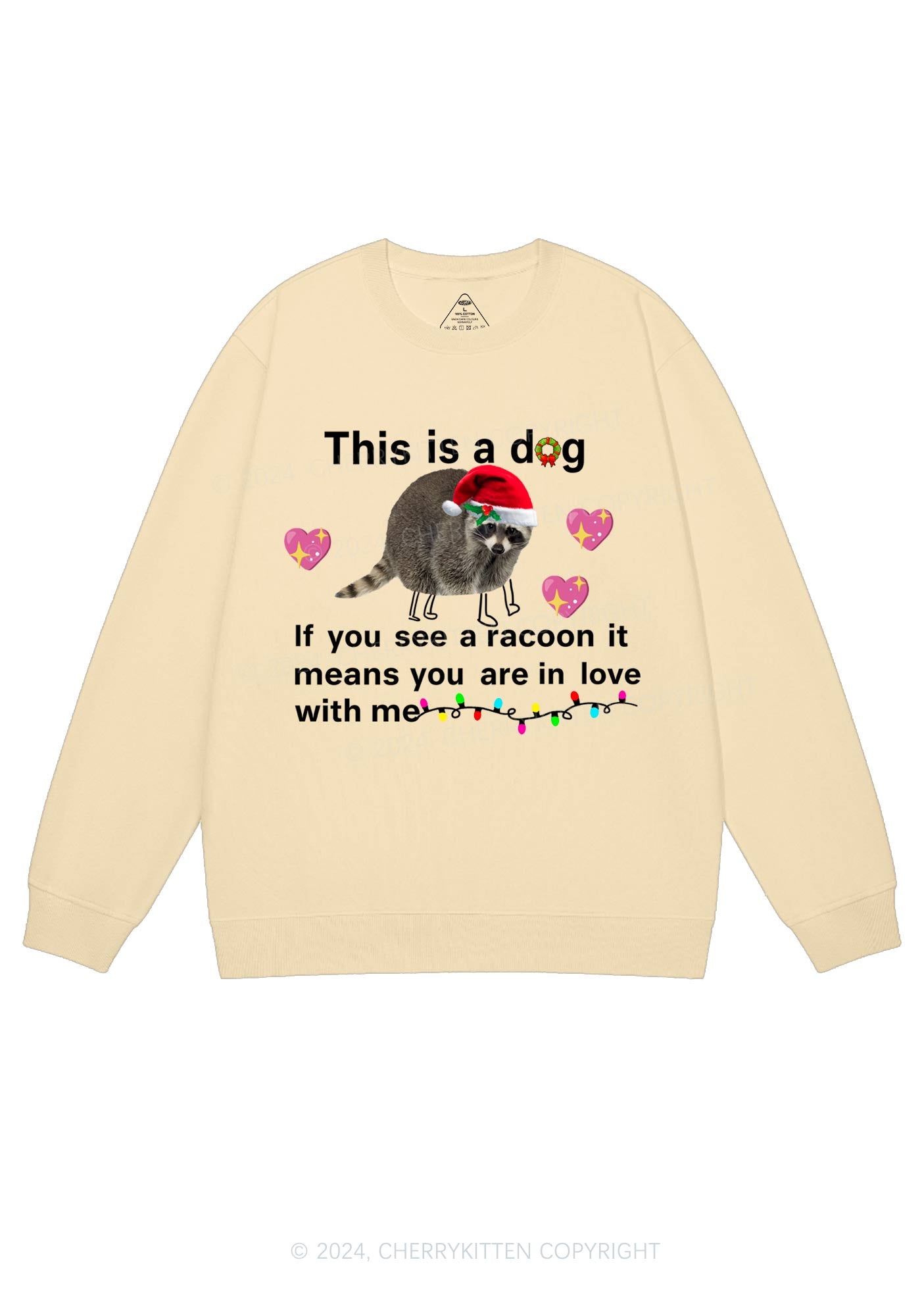 Christmas Dog Racoon Y2K Sweatshirt Cherrykitten