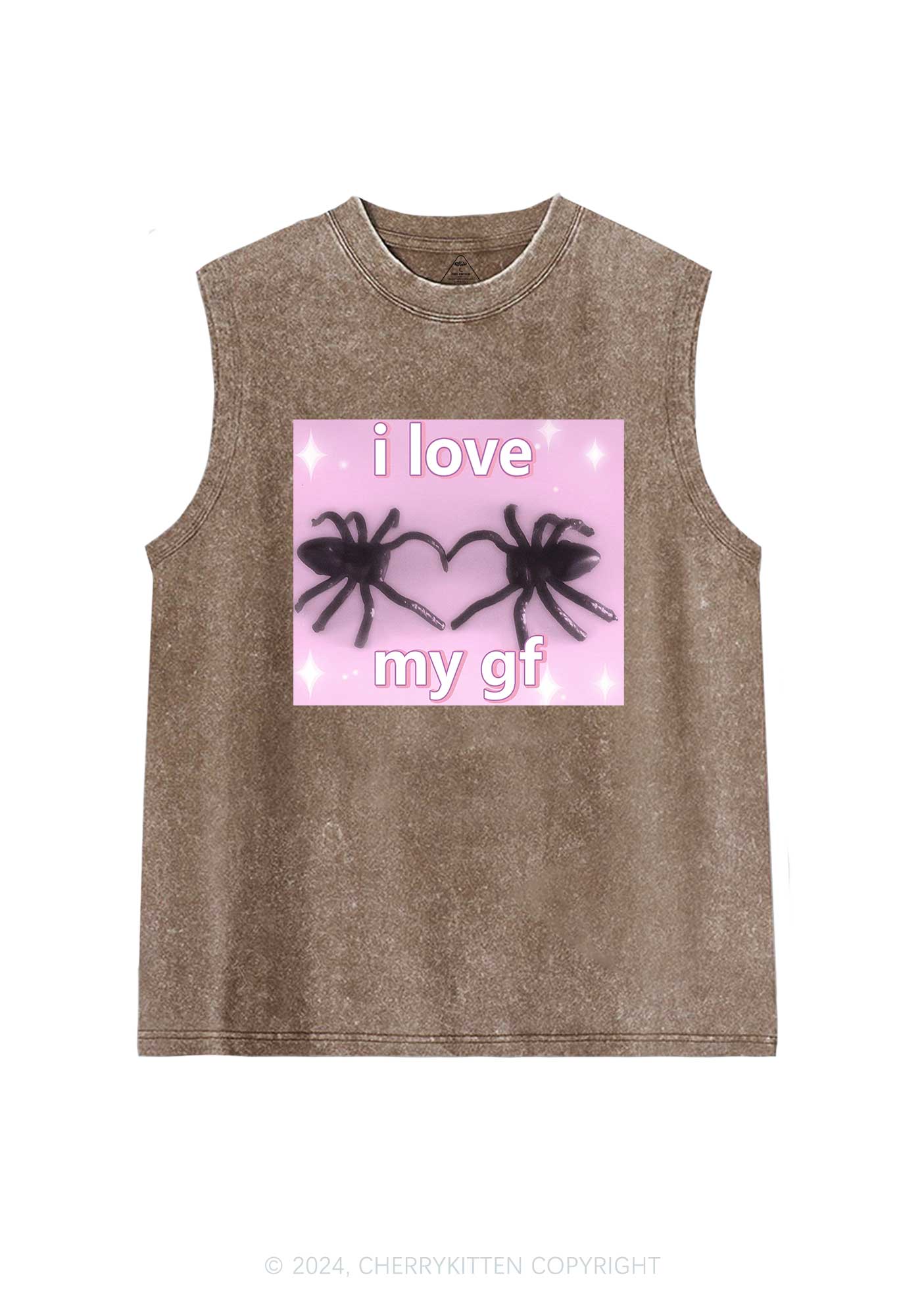 Love My Spider BF Y2K Valentine's Day Washed Tank Cherrykitten