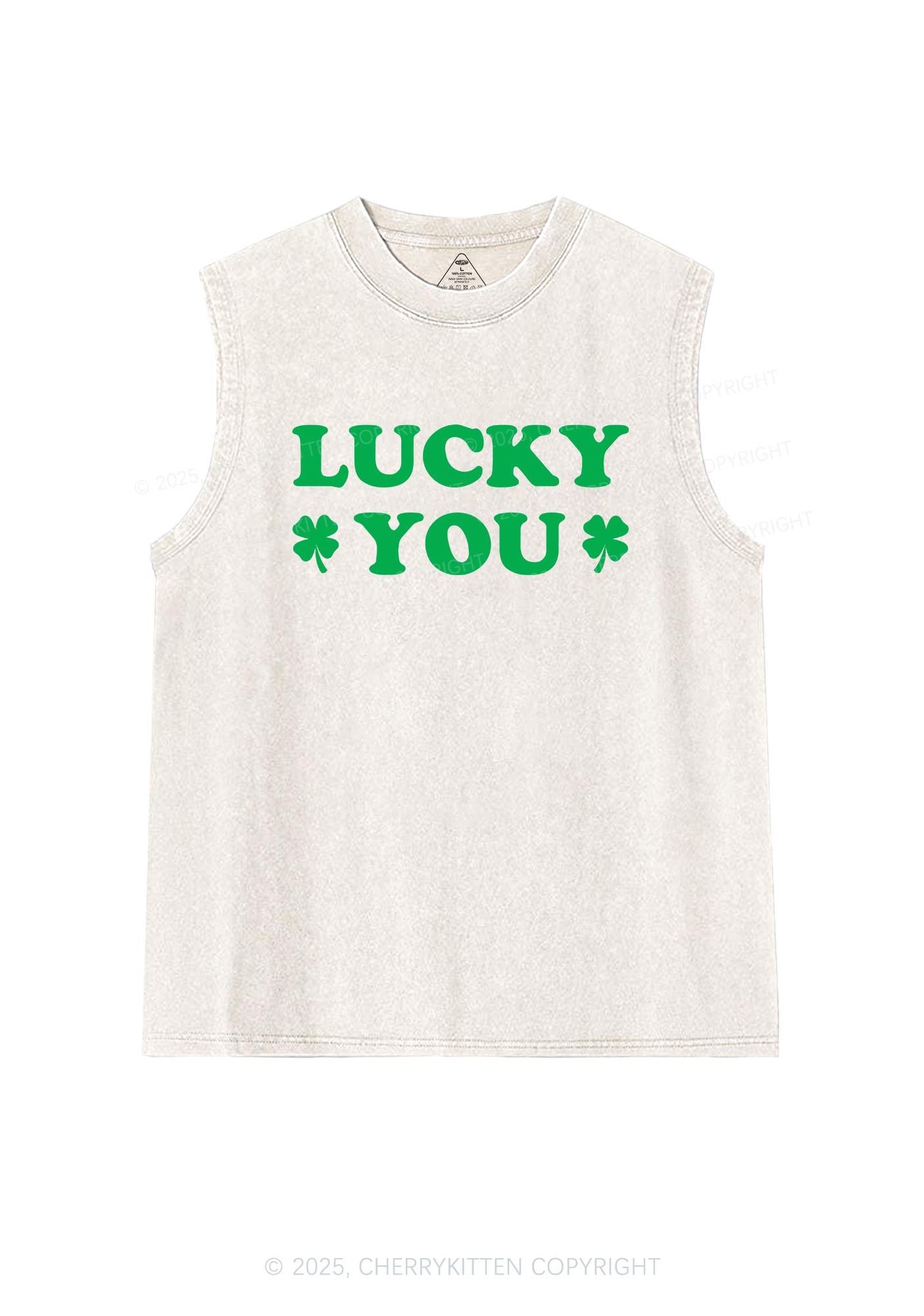 Lucky Green St Patricks Y2K Washed Tank Cherrykitten