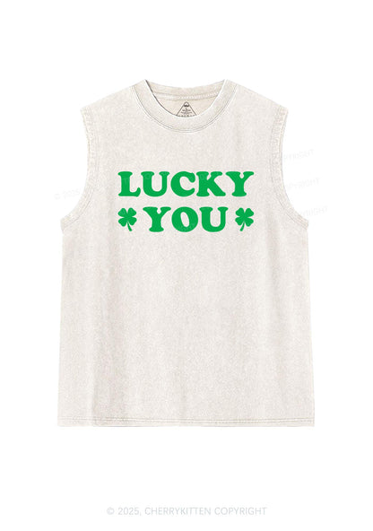 Lucky Green St Patricks Y2K Washed Tank Cherrykitten