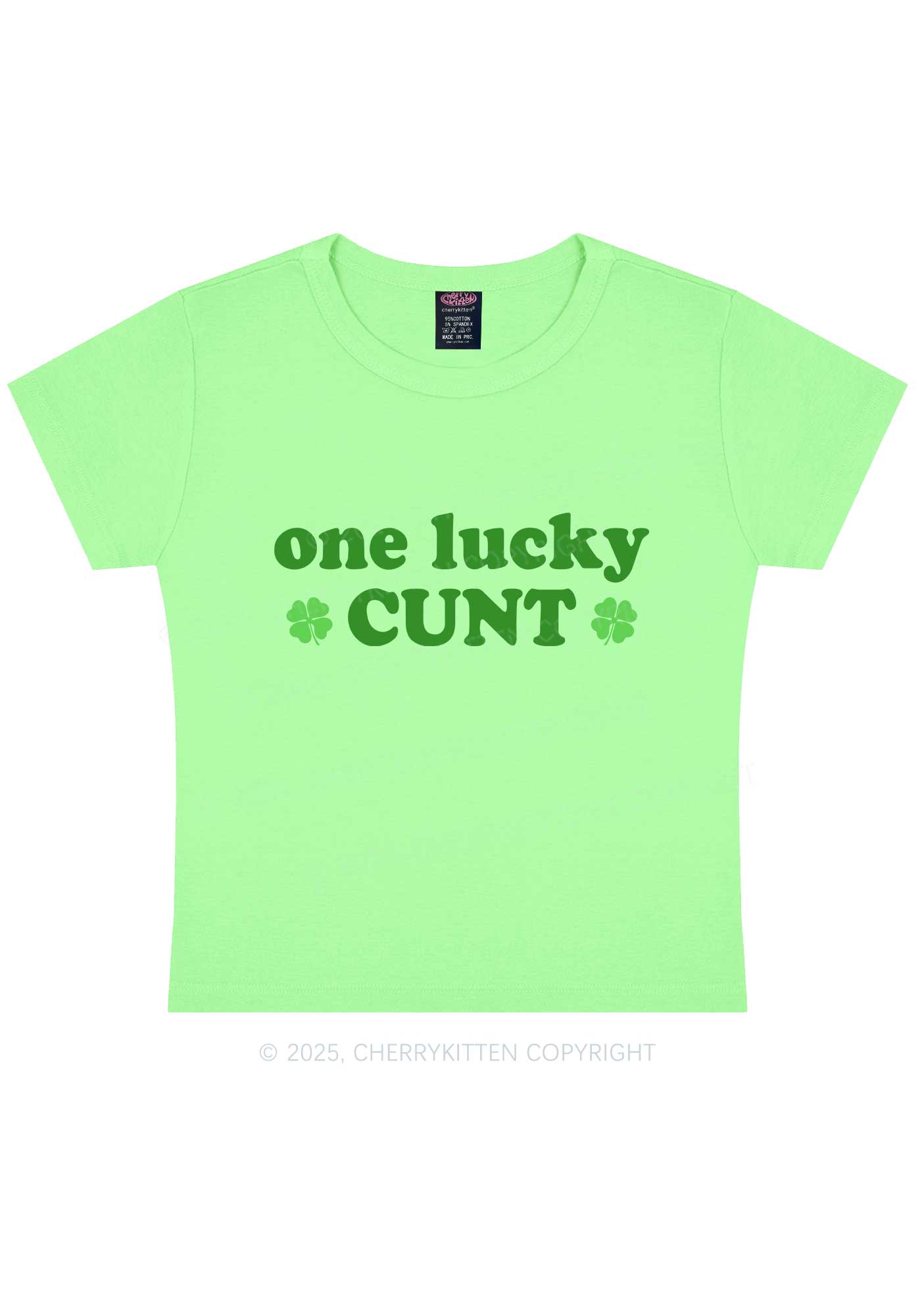 One Lucky Cxxt St Patricks Y2K Baby Tee Cherrykitten