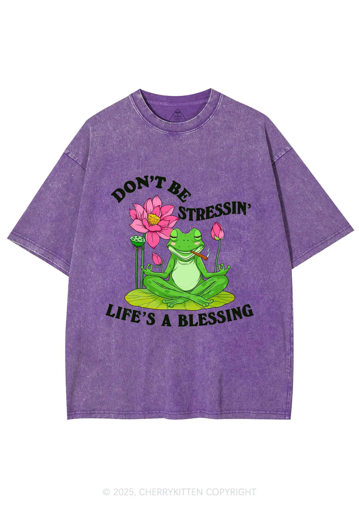 Dont Be Stressin Frog Y2K Washed Tee Cherrykitten