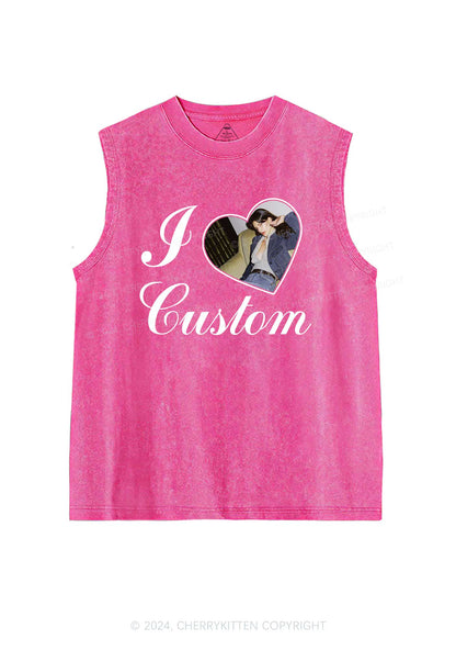 I Love Custom Name Y2K Valentine's Day Washed Tank Cherrykitten