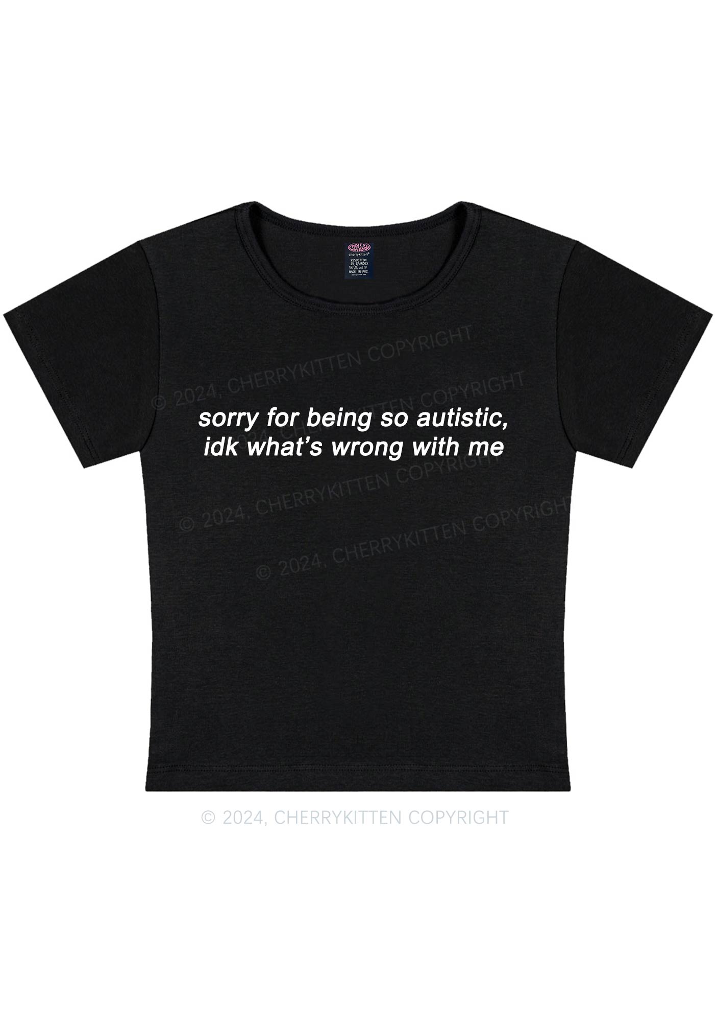 Curvy Sorry For Being Autistic Y2K Baby Tee Cherrykitten