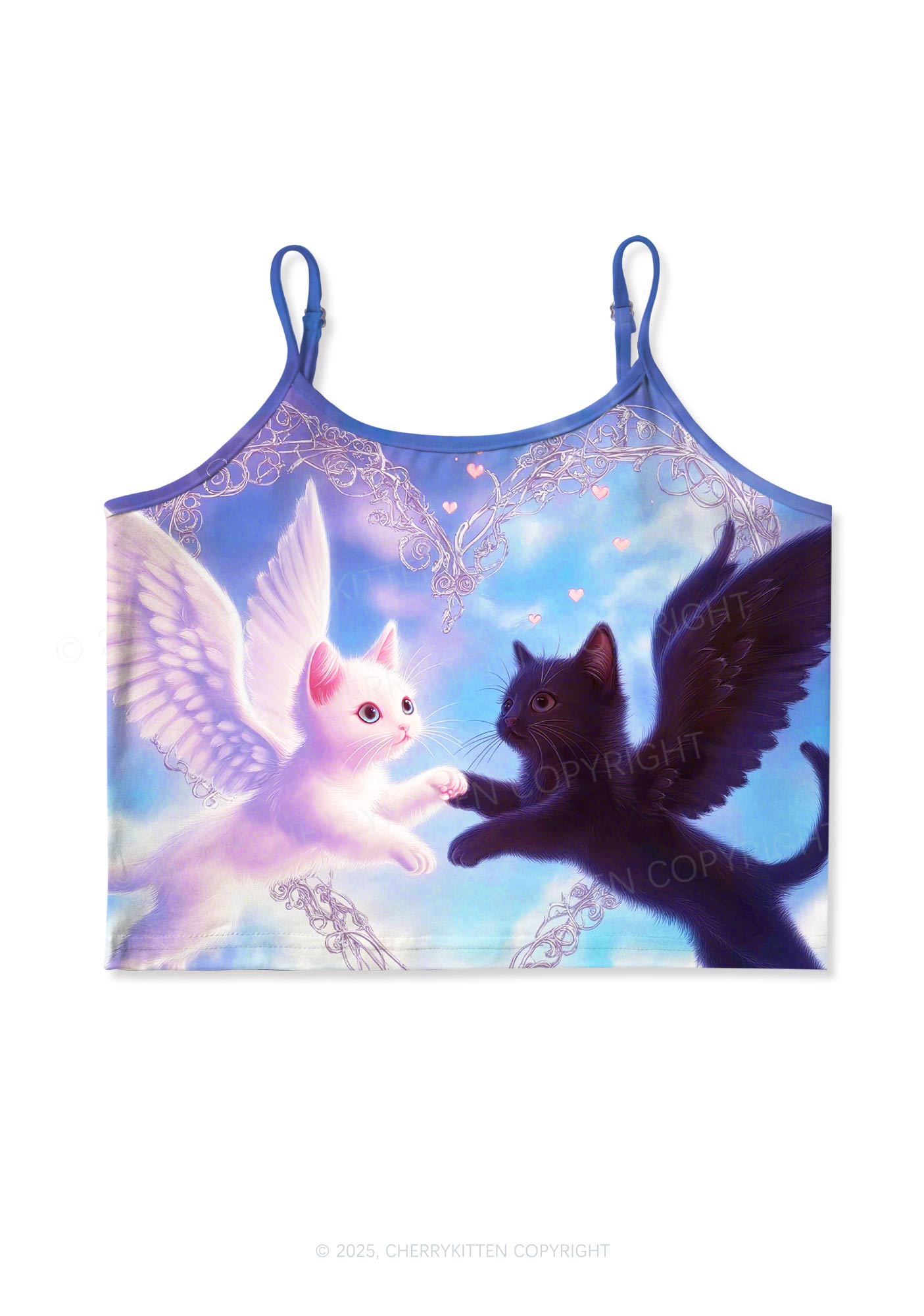 Cat Angel Y2K Print Cami Crop Top Cherrykitten