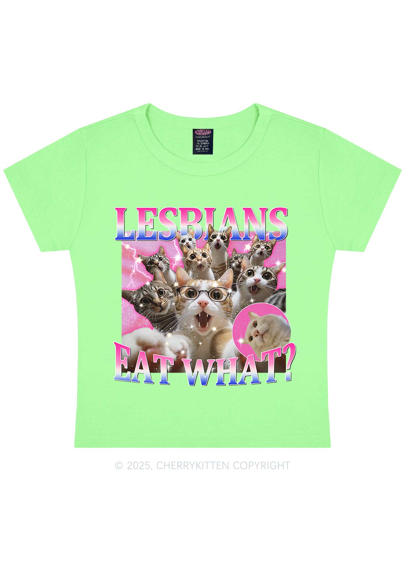 Lesbians Eat What Cat Y2K Baby Tee Cherrykitten