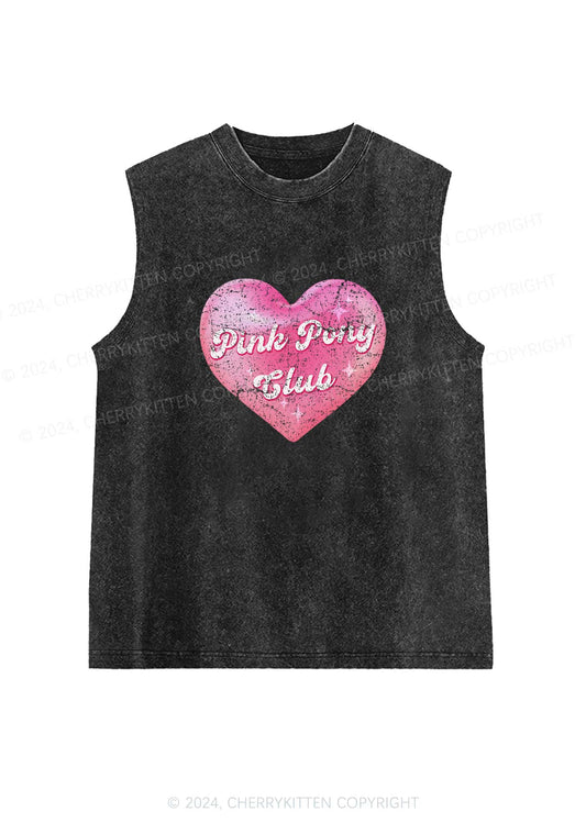 Pink Heart Pony Club Y2K Washed Tank Cherrykitten