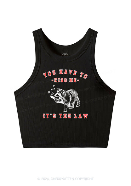 You Have To Kiss Me Y2K Valentine's Day Crop Tank Top Cherrykitten