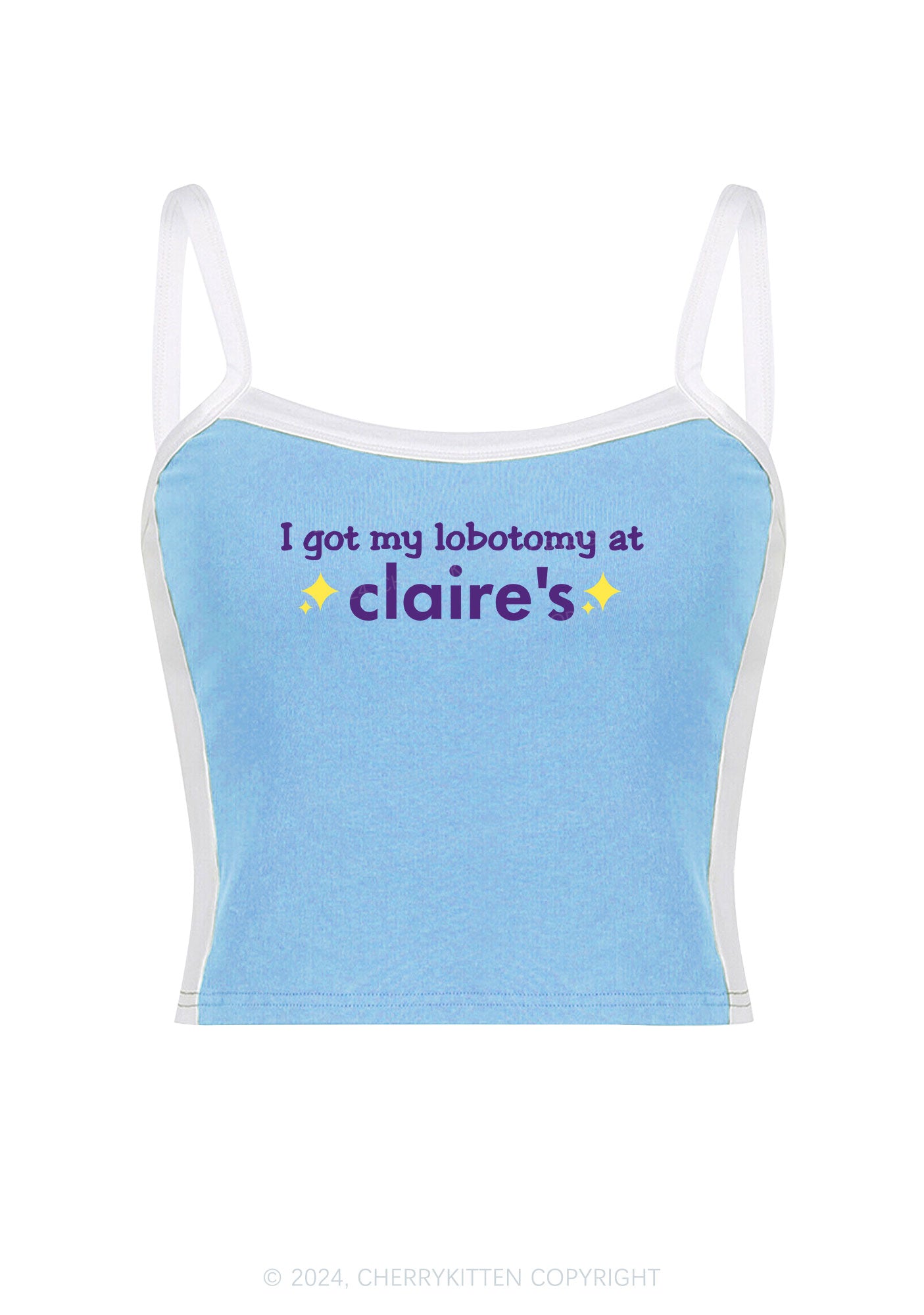 I Got My Lobotomy At Claire's Y2K Color Block Crop Cami Top Cherrykitten