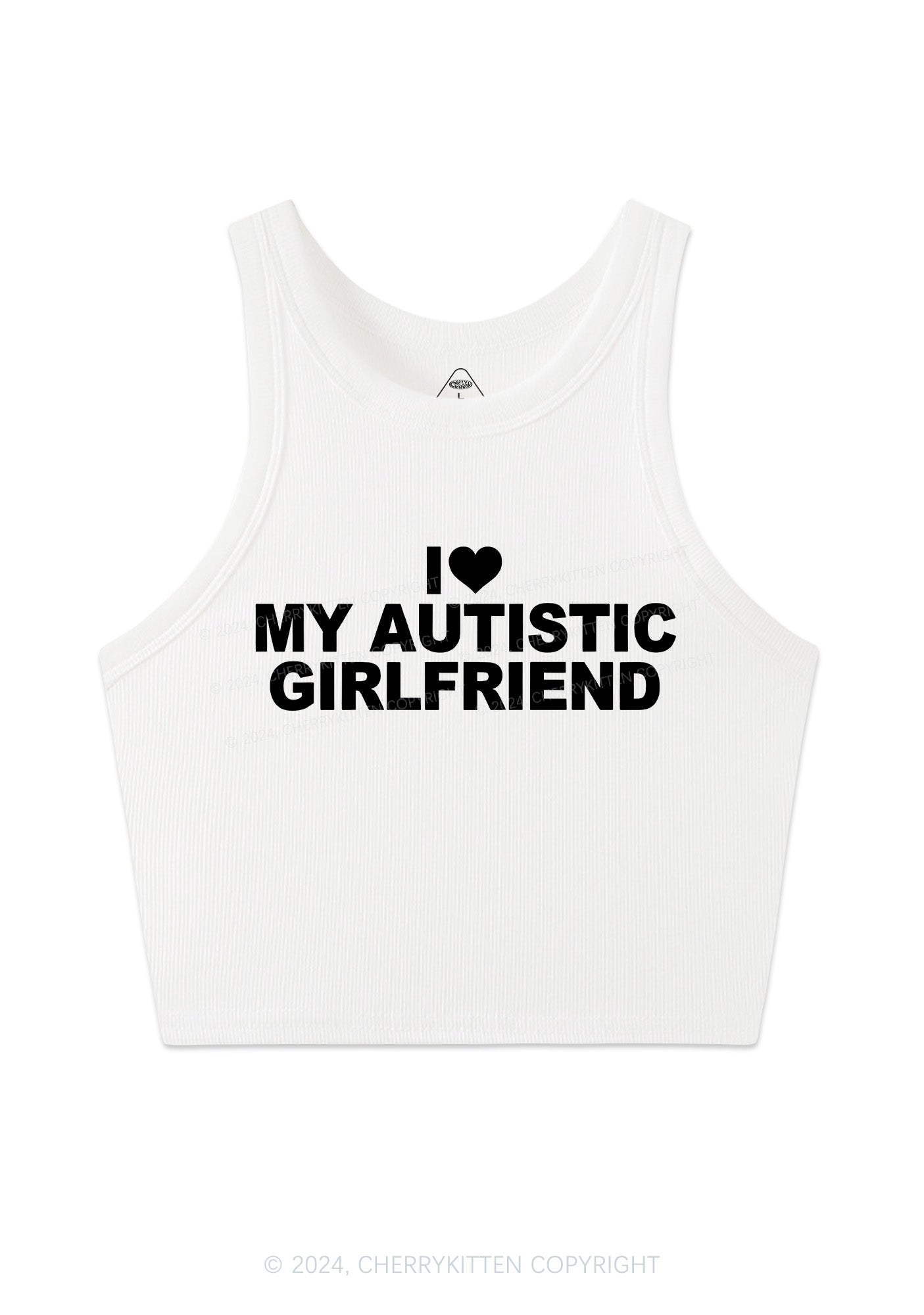 I Love My Autistic GF Y2K Valentine's Day Crop Tank Top Cherrykitten