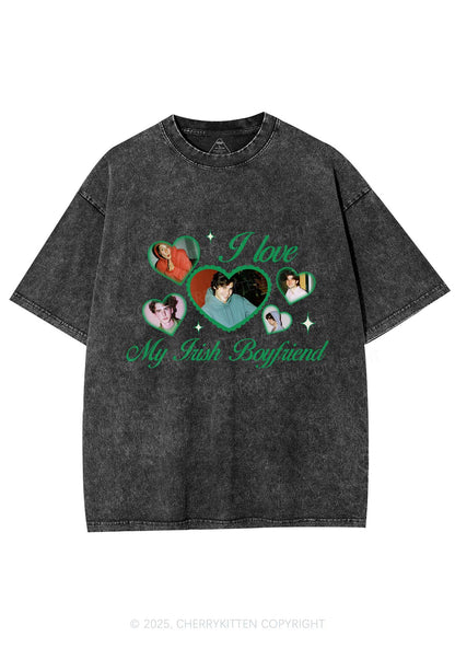 Custom My Irish Girlfriend St Patricks Y2K Washed Tee Cherrykitten