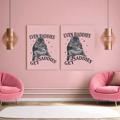 Even Baddies Get Saddies Y2K Canvas Wall Art Cherrykitten