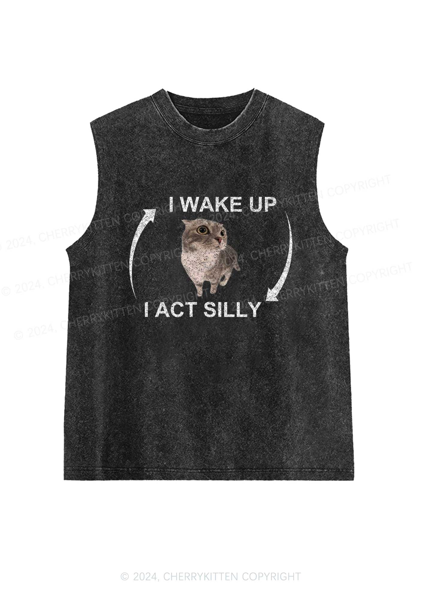 Wake Up Act Silly Y2K Washed Tank Cherrykitten