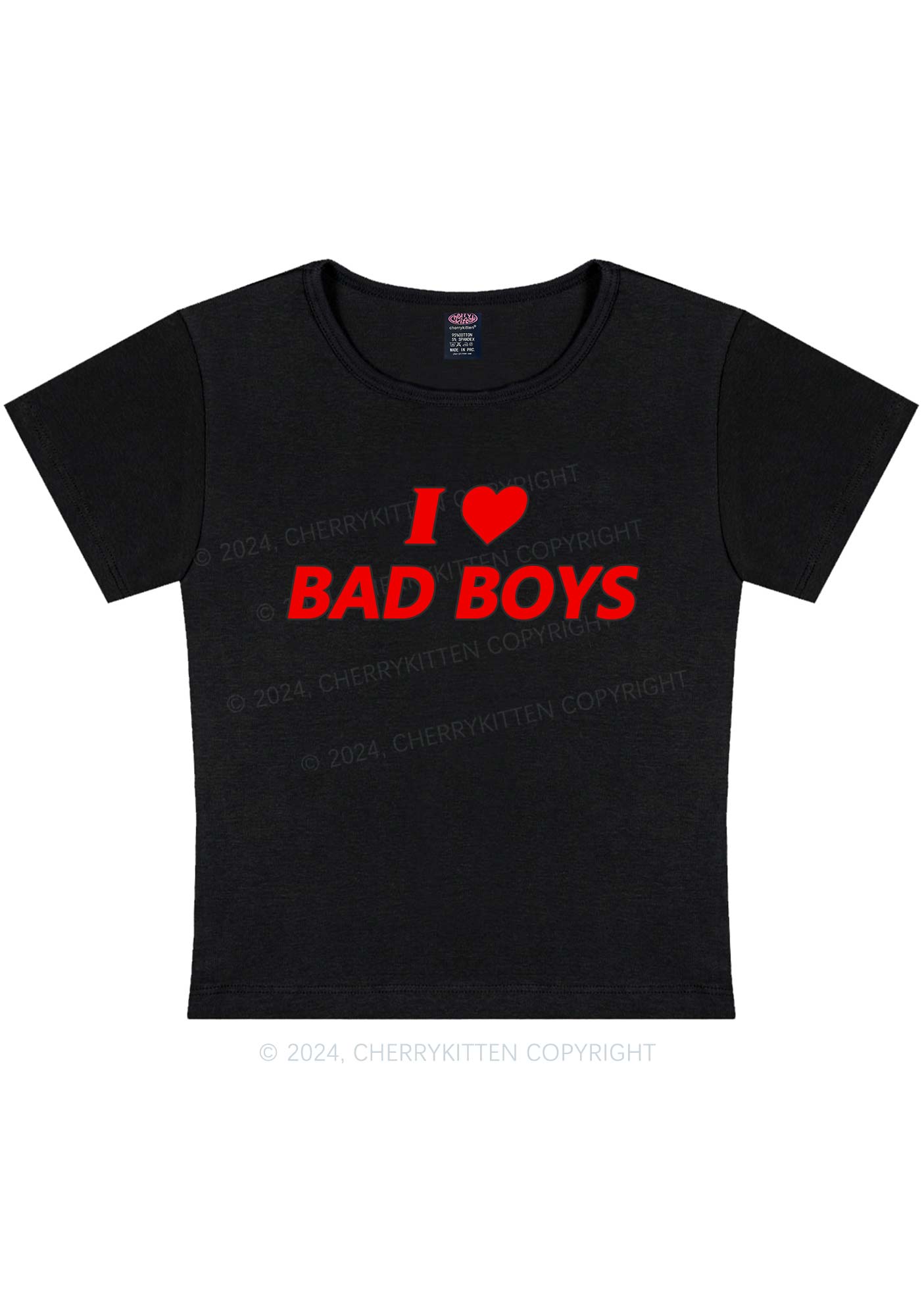 I Love Bad Boys Y2K Baby Tee Cherrykitten