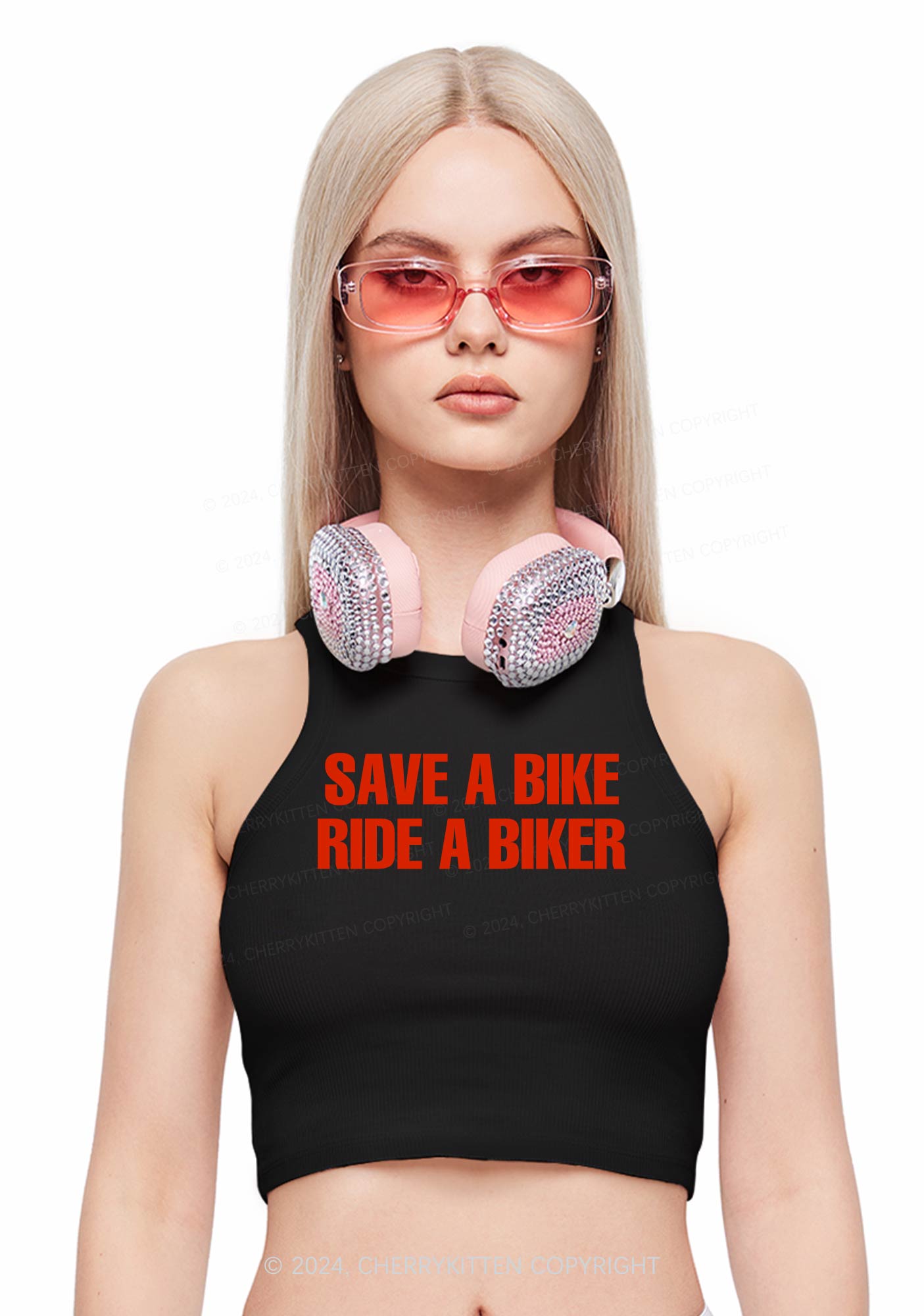 Save Bike Ride Biker Y2K Crop Tank Top Cherrykitten