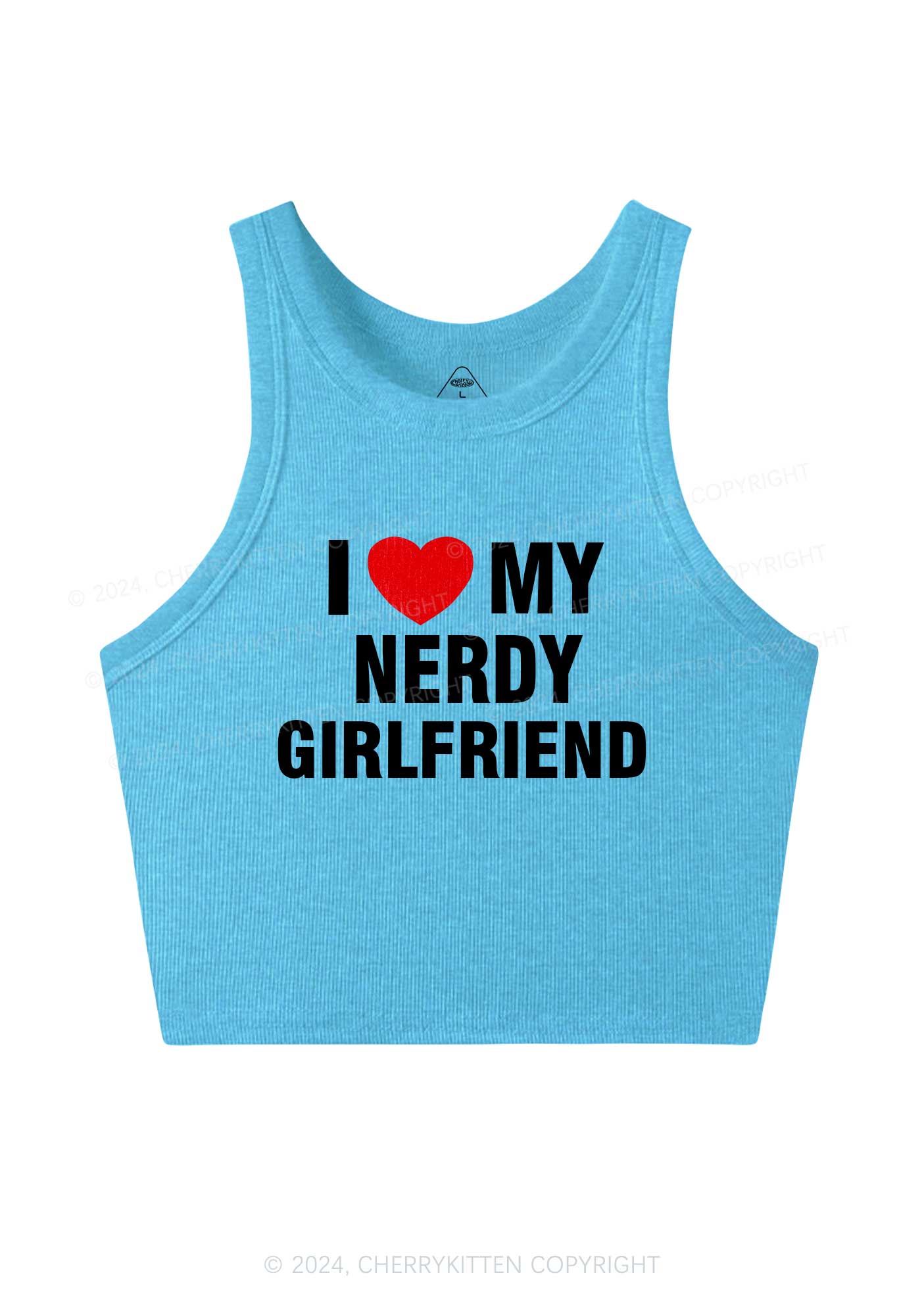 Love My Nerdy Girlfriend Y2K Valentine's Day Crop Tank Top Cherrykitten