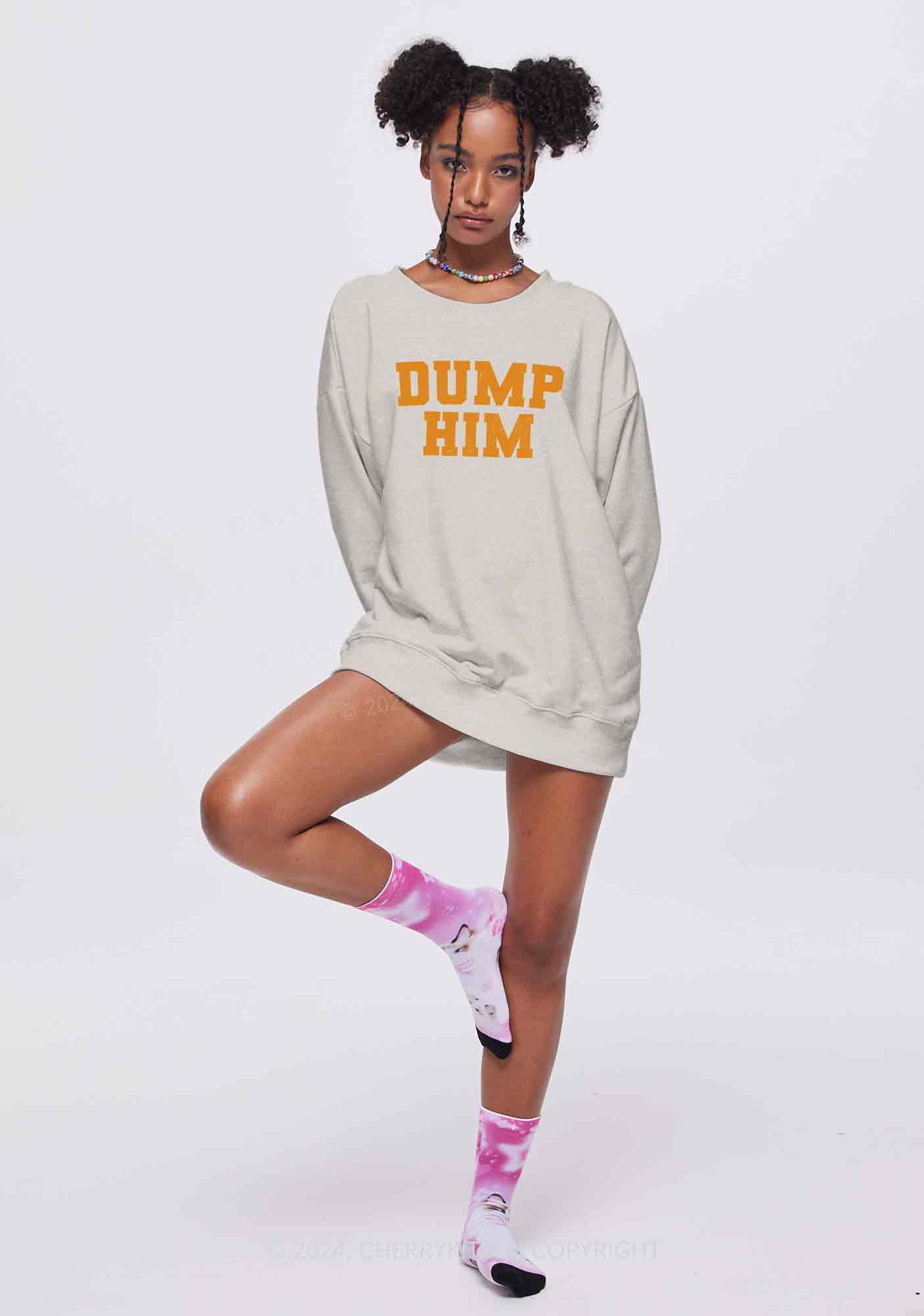 Dump Him Y2K Washed Sweatshirts Cherrykitten