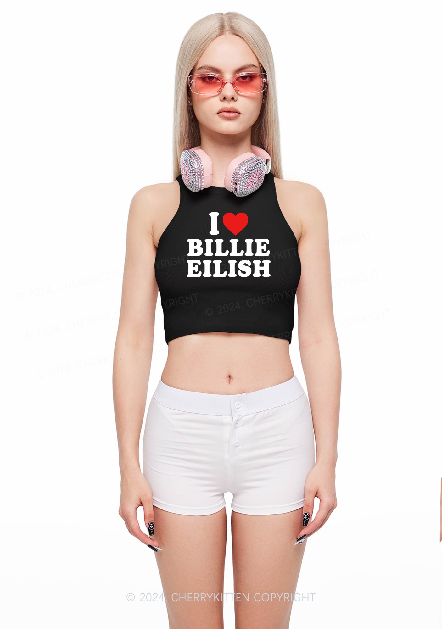 I Love BE Y2K Crop Tank Top Cherrykitten