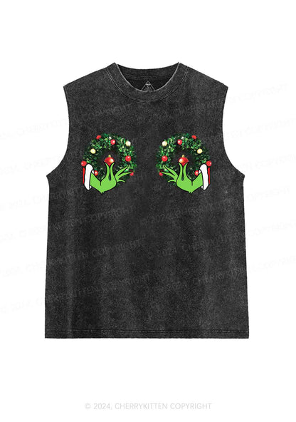 Christmas Wreath Y2K Washed Tank Cherrykitten