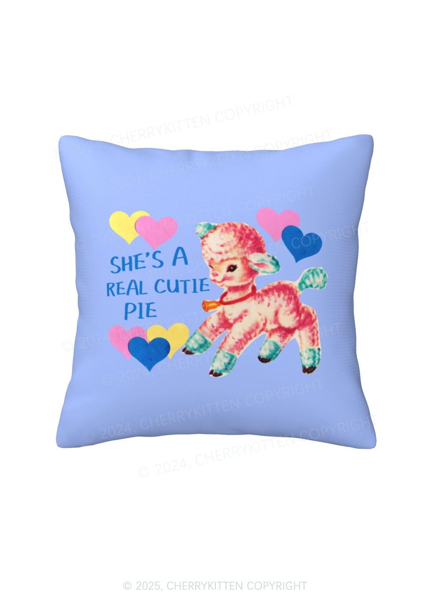 She's A Real Cutie Pie Y2K Throw Pillow Cover Cherrykitten