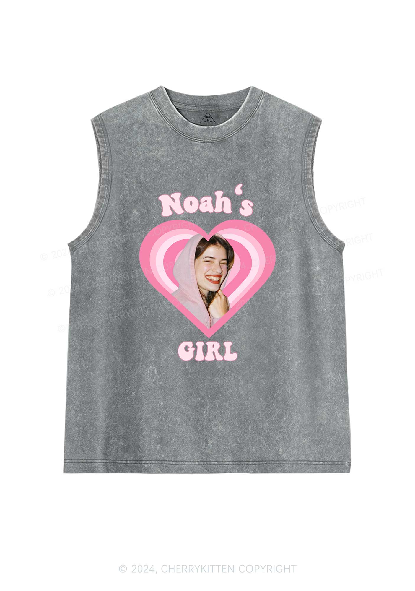 Custom Noahs Girl Photo Y2K Valentine's Day Washed Tank Cherrykitten