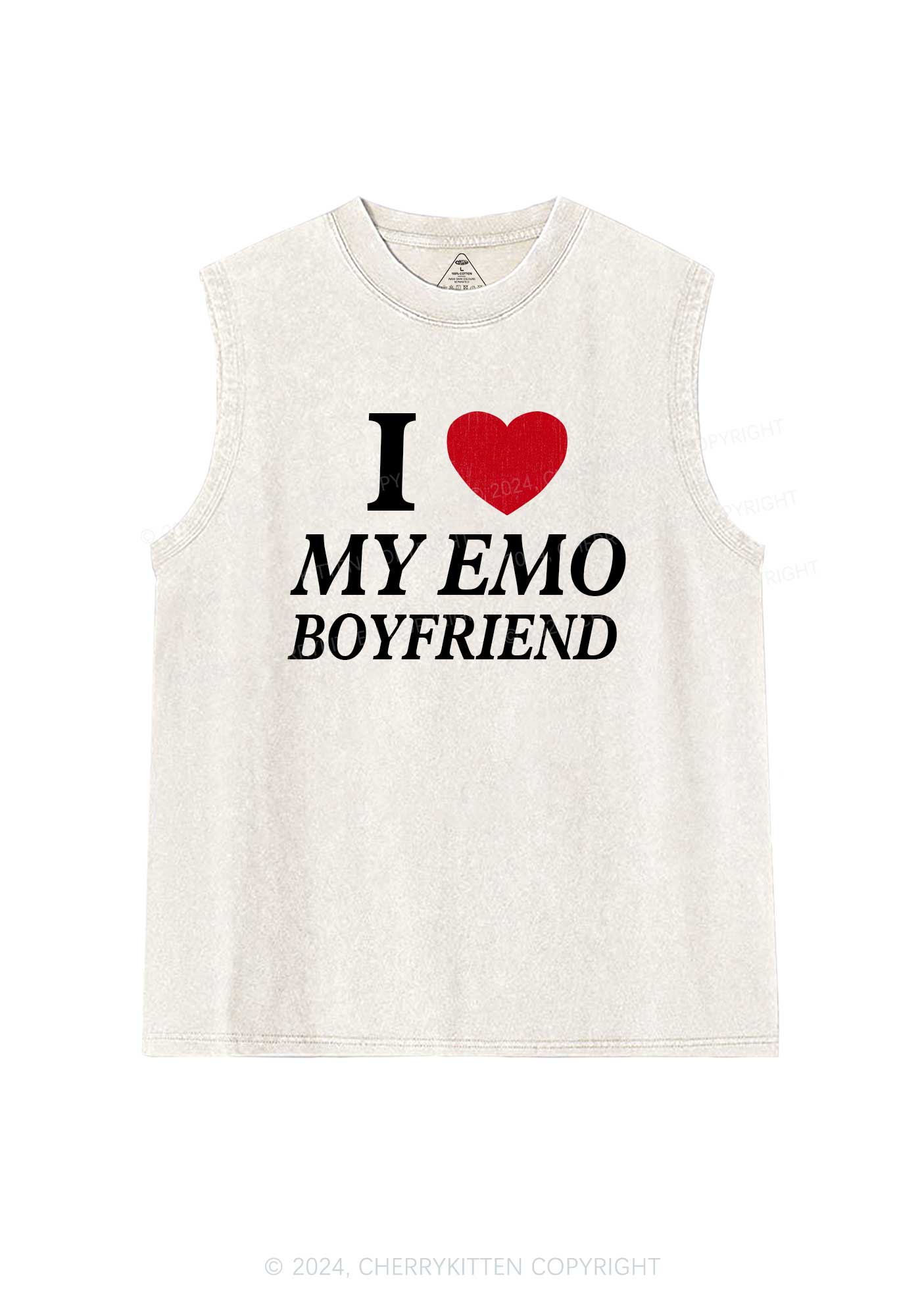 I Love My Emo BF Y2K Valentine's Day Washed Tank Cherrykitten