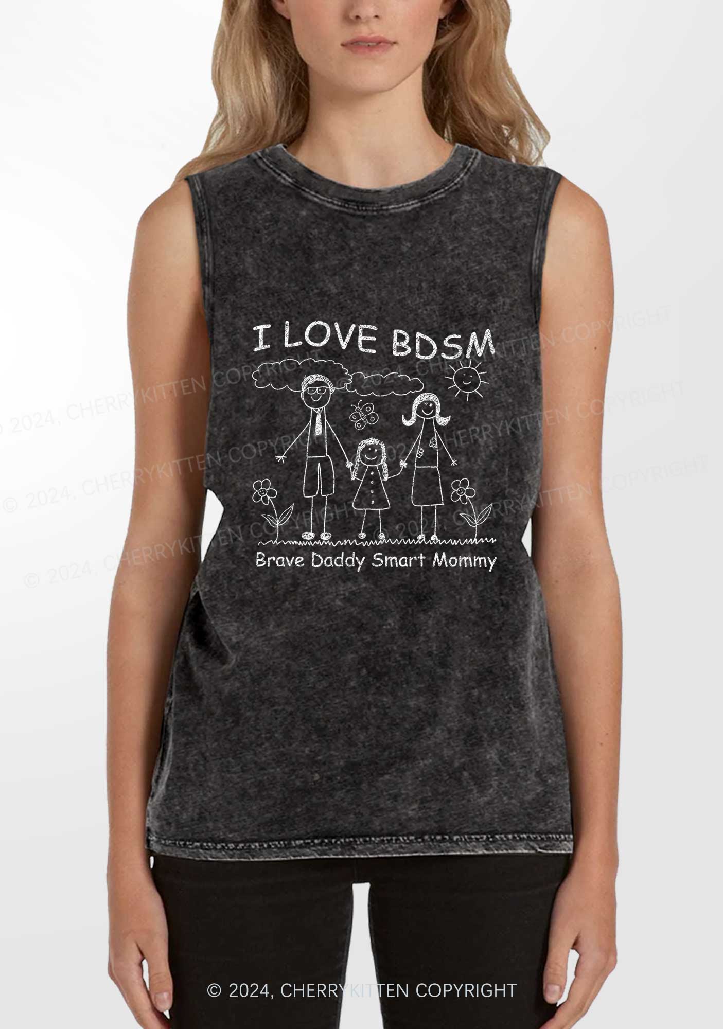 I Love BDSM Y2K Washed Tank Cherrykitten