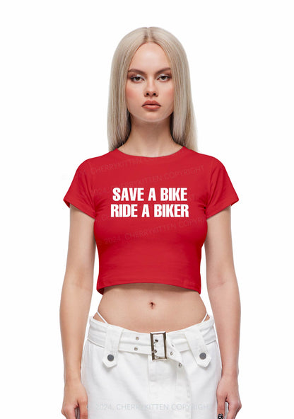 Save Bike Ride Biker Y2K Baby Tee Cherrykitten