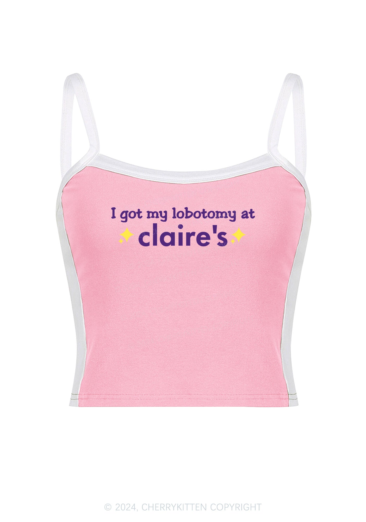 I Got My Lobotomy At Claire's Y2K Color Block Crop Cami Top Cherrykitten